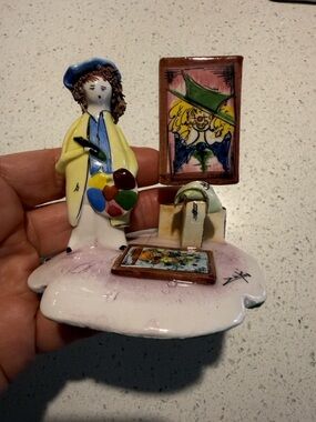 Zampiva Hand-Painted Ceramic Artist Figurine made in Italy